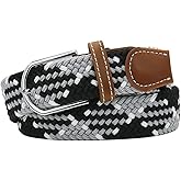 Huyfhksd Multicolored Elastic Woven Golf Belts Casual Braided Stretch Belt for Men and Women