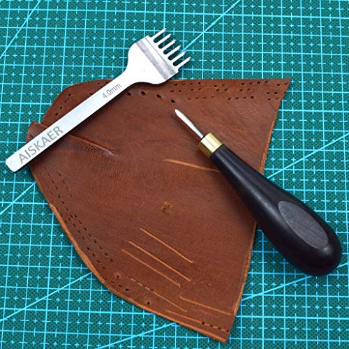 Aiskaer 1 Pcs Leather Craft Ebony Rhombus Awl DIY Leather Stitching Sewing Awl Leathercraft Reaming Punch Tool - Thumbnail 5