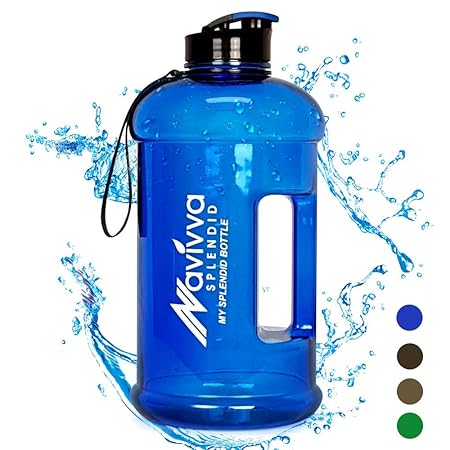 NAVIVVA Trinkflasche Sport | 2L Wasserflasche | Spülmaschinenfest | Groß Sportflasche - Auslaufsicher, BPA Frei, Transparent,