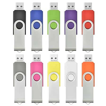 AreTop 10 stück 2GB USB-Stick Rotate Metall USB 2.0 Flash Drive (Mehrfarbig)