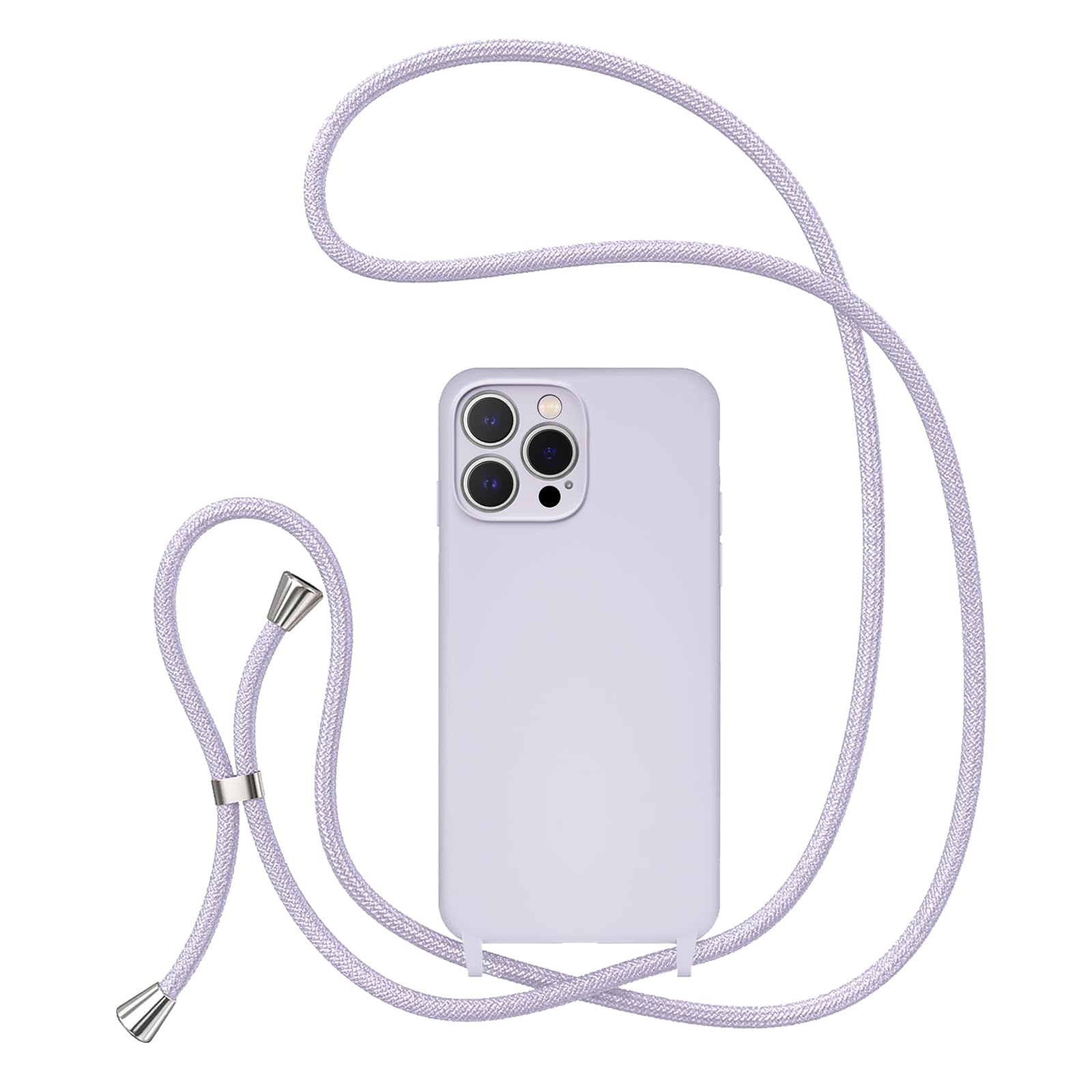 UEEBAI Lanyard Case for iPhone 16 Pro Max 6.9", Crossbody Liquid Phone Cover Necklace Cord Strap Soft Shockproof Protective Case - Lilac Purple