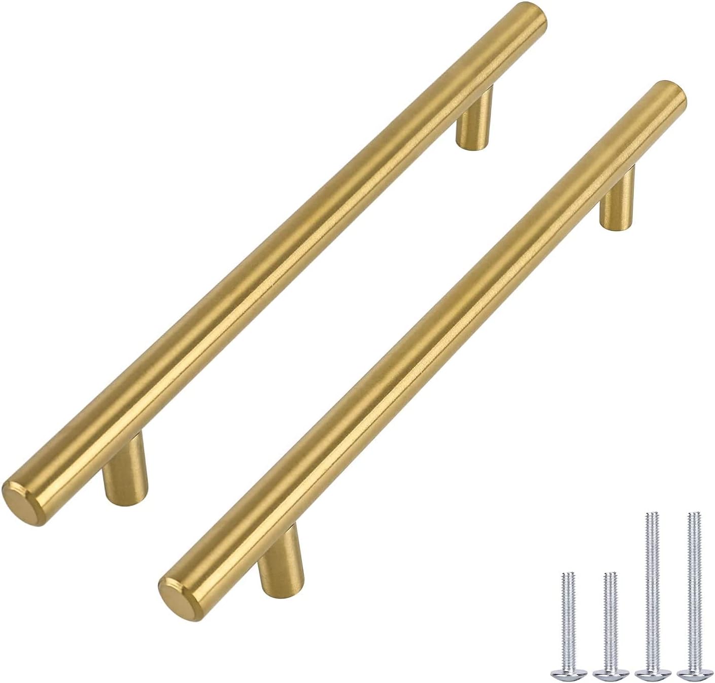 Goldenwarm® T-bar, furniture handles, hollow stainless steel kitchen cupboard door handles, gold coloured brass