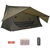 onewind One Person Backpacking Tent 2.0, Silnylon Ultralight Bivy Tent | Waterproof Silnylon, 40D Nylon Floor, No-see-ums Mesh, Compact for Solo Hiking Trekking Bushcraft, No Pole, 1kg/35.3oz