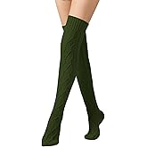 Leoparts Cable Knit Thigh High Socks for Women Over the Knee Boot Socks Extra Long Leg Warmer Winter Stockings