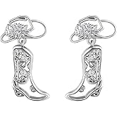 Boho Western Boots Drop Dangle Earrings Gold Silver Cowgirl Cowboy Enamel Hat Rodeo Boot Drop Dangle Earrings Charm Jewelry Gift for Women
