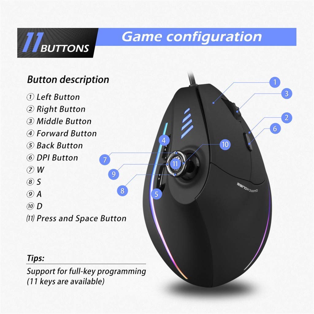 Mua ZLOT Vertical Gaming Mouse,Wired RGB Ergonomic USB Joystick