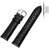 EACHE 14mm Black Leather Watch Bands for