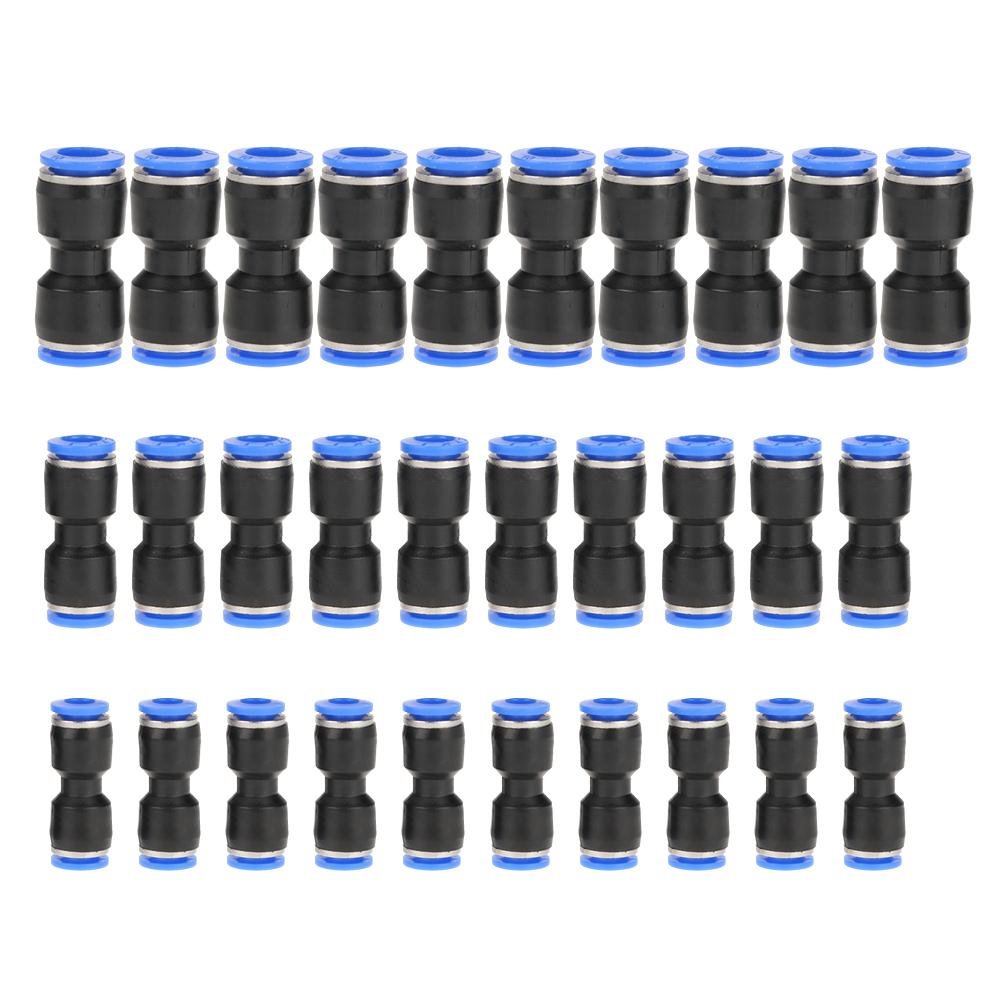Straight Push Connector, Quick Release Straight Pneumatic Fittings Quick Connect Push in to Connector Air Line Fittings Push Connectors for 1/4 5/16 3/8 Tube 30pcs