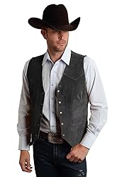 JYDress Men's Suede Leather Vest Vintage Cowboy