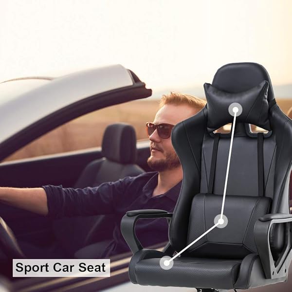 BESTOFFICE GAMING CHAIR OFFICE CHAIR ERGONOMIC DESK CHAIR RACING STYLE GAMING CHAIR WITH LUMBAR SUPPORT, SWIVEL ROLLING BASE, AND COMFORTABLE PADDED SEAT FOR WOMEN AND MEN