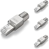 VCELINK RJ45 Cat6A Connectors Tool-Free Reusable Shielded Ethernet Termination Plugs for 23AWG SFTP UTP Cable, 10G Easy Internet Plug, Fast Field Installation 4 Pack