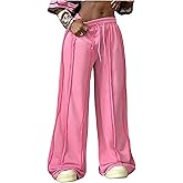 SHENHE Women's Drawstring Waist Sweatpants Wide Leg Y2k Baggy Pants Seam Detail Trousers
