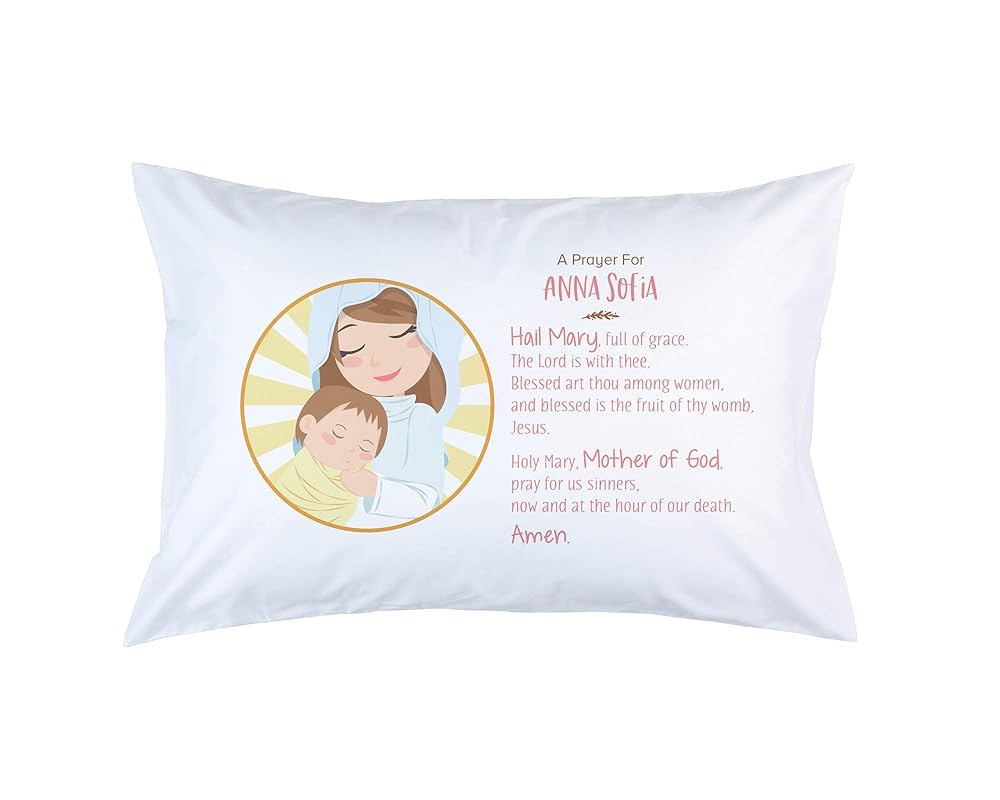 Mother Mary Personalized Kids Pillowcase, Bedtime Prayer