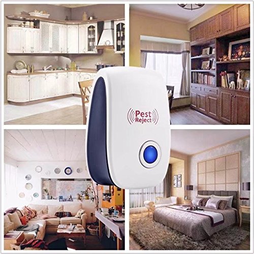 Ultrasonic Pest Repeller - Electronic Pest Control Plug-in Repellent for Mosquitoes, Mice, Ants, Roaches, Spiders, Bugs, Flies, Insects, Rodents - Human & Pets safe R4J 4 Pack