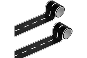 GTZIQA 2 Pack Black Road Track Tape, 32.8 Ft Long x 2 In Wide Toy Car Track Roadway Finish Line Tapes for Kids, No Residue Easy to Tear Table Runner Road Sticker for Race Car Birthday Party Decorations