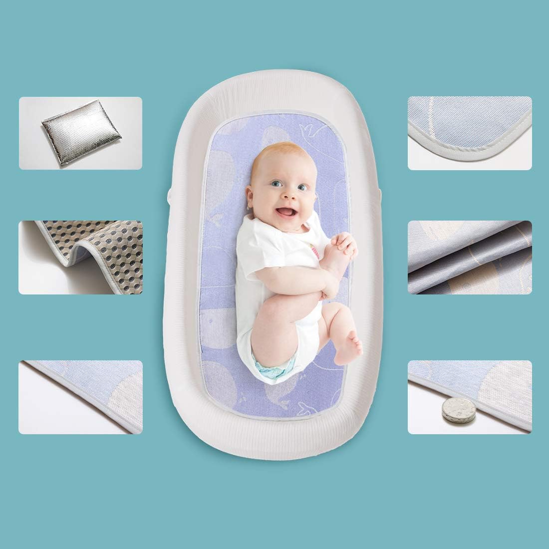 Knowmather Infant Summer Sleeping Mat, 3D Moss Fabric, 6-Sided Hollow Solid Structure Ice Silk Mattress, Breathable, Dry and Washable. Especially for Infant Bed, Baby Lounger, Baby Stroller, etc.: Home & Kitchen