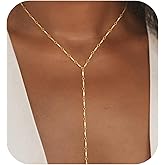 Picuzzy Layered Silver Necklace for Women, Dainty Silver/Gold Plated Long Necklaces for Women Trendy Lariat Y Shaped Cubic Zirconia Pendant Necklaces Fashion Jewelry for Women Gift