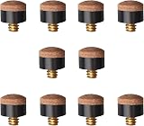 Gunwon 10 Pcs Screw On Cue Tips 10mm Brown Leather Replacement Tips view 1