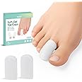 Welnove Gel Toe Cap and Protector - Silicone Toe Covers - Toe Cushions for Pain Relief, Missing or Ingrown Toenails, Corns, Calluses, Blisters (8 Medium, White)