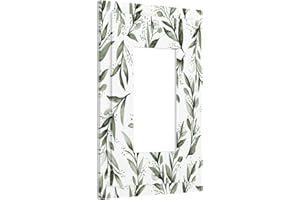 IOFNG Green Eucalyptus Leaves 1 Gang Decorator Device Wall Plate Standard Size Olive Leaf Single GFCI Rocker Modern Farmhouse Sage Outlet Cover for Light Switches Decora Dimmers Home Nursery Boho Decor
