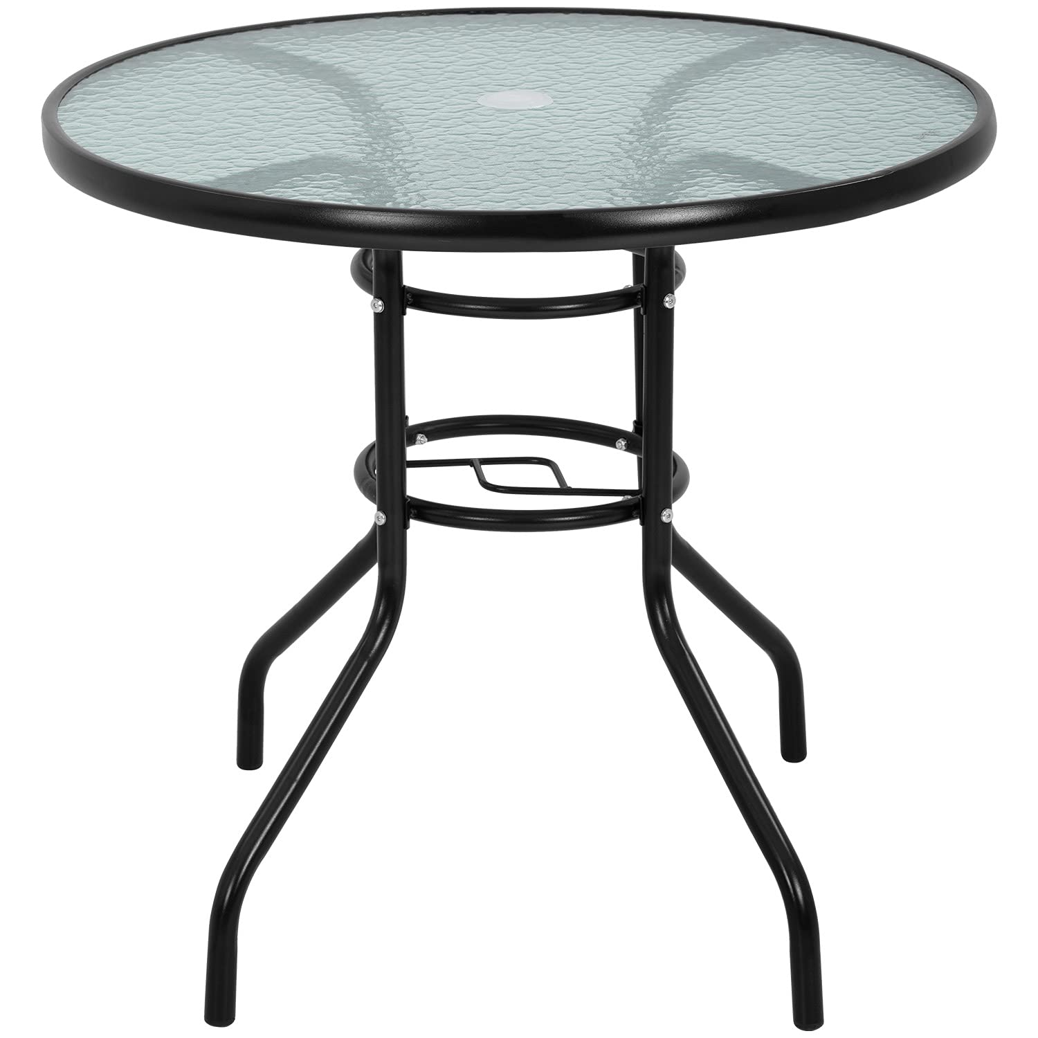 Photo 1 of *** *FOR PARTS ONLY/  MISSING ASSEMBLY HARDWARE PIECES **** 32in Outdoor Table Patio Dining Table Outdoor Dining Table with Umbrella Hole Round Tempered Glass for Yard Bistro Lawn Balcony