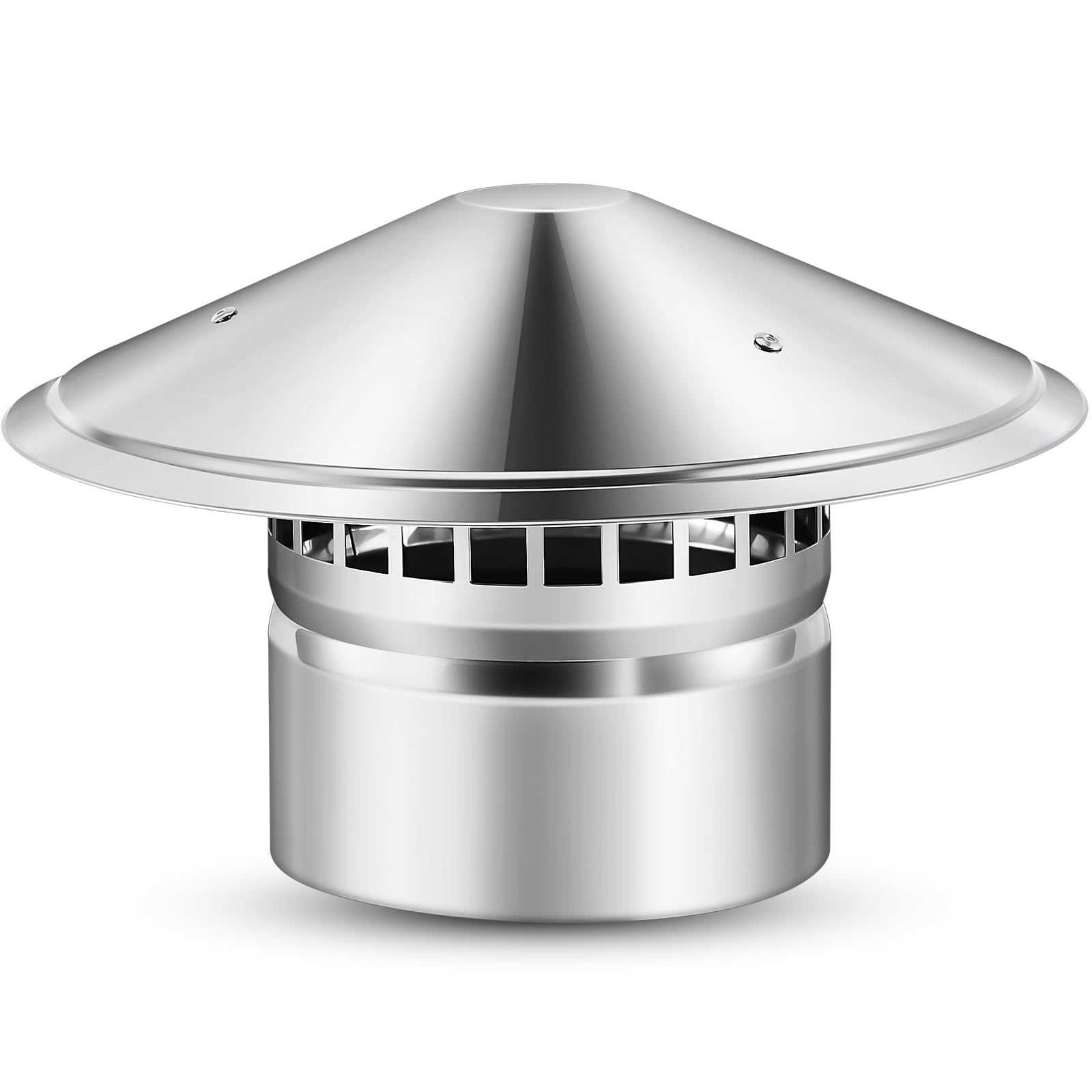 Photo 1 of Tandefio 6 Inch Chimney Cap for Outside Stove Pipe Cap with Screen Chimney Cover Stainless Steel Roof Silver Fireplace Screen Cover Exterior Stove Pipe Topper for Vent Flue