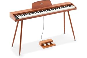 MUSTAR 88 Key Piano Keyboard for Beginners, Semi Weighted Electric Piano Keyboard 88 Keys, Portable Digital Piano 88 Key Weighted with 3-Pedal Unit, Built-In Speakers, USB/MIDI Connecting (Brown)