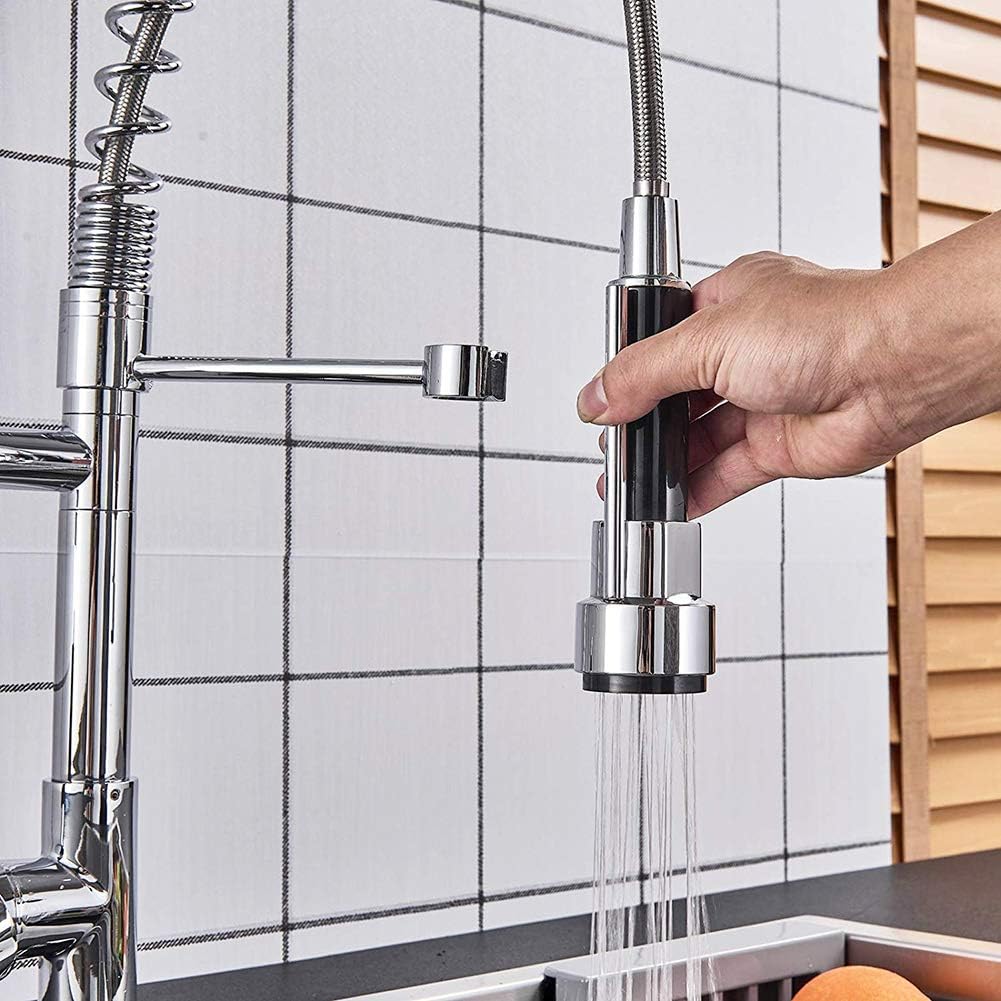 Suguword Single Hole Kitchen Tap, High Arc Pull Out Kitchen Faucet with 360 Degree Swivel - Image 5
