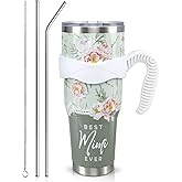 Mimi Tumbler 40oz, Mimi Cup Coffee Mug Tumbler with Handle and Straw, Mimi Gifts from Grandchildren, Mimi Gifts for Mimi Birthday Mothers Day Christmas Anniversary, Best Mimi Ever,Sage Green Floral