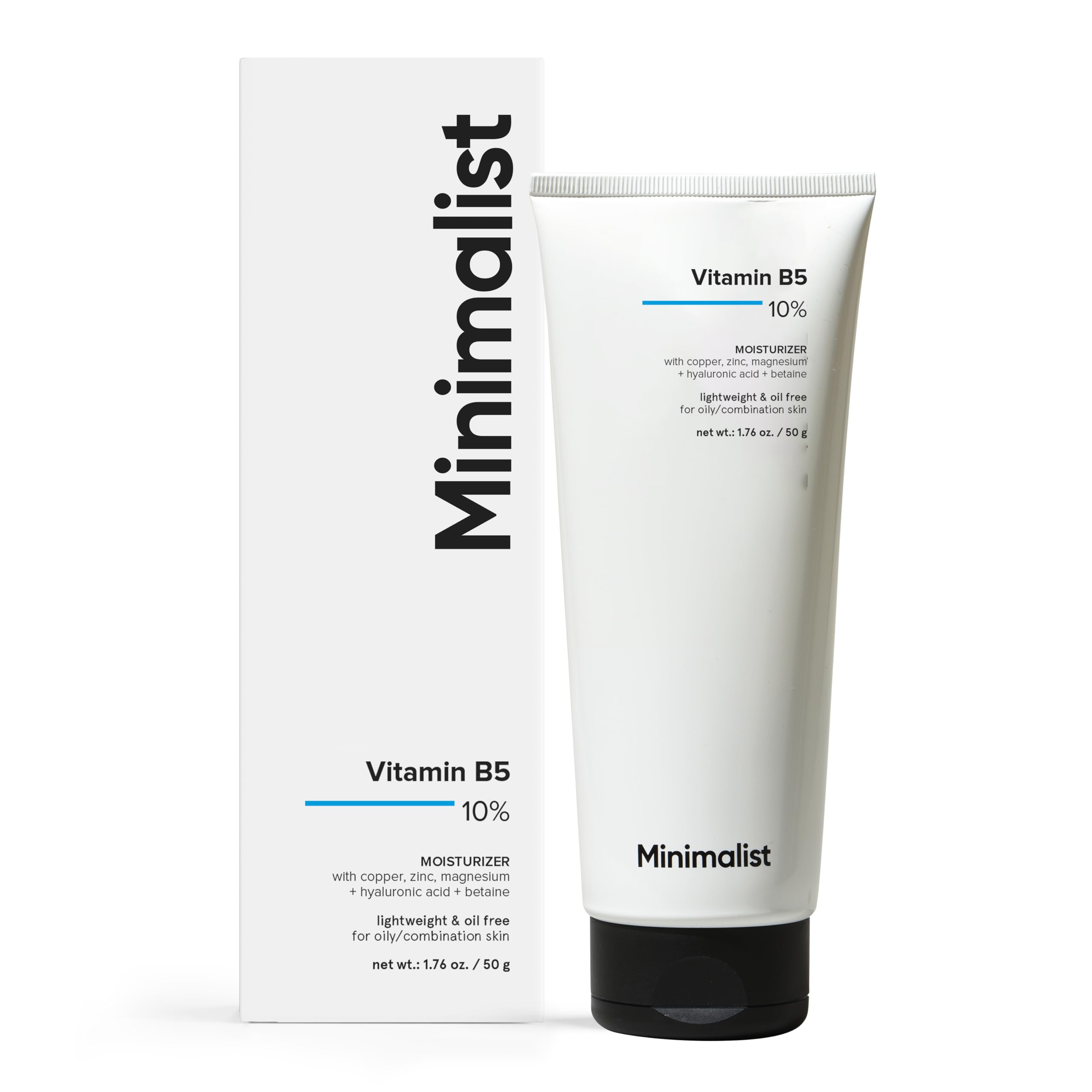 Minimalist Vitamin B5 10% Oil Free Fast Absorbing Lightweight Face Moisturiser Gel For Oily & Acne Prone Skin, 50 g (Pack of 1)