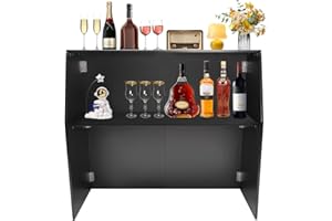 BAZARGAME Foldable Bar Portable Event Bar 42 Inches Tall Commercial Portable Bar Table with Top and Middle Shelves Mobile Bartender Station Mobile Bartender Station for Parties and Events