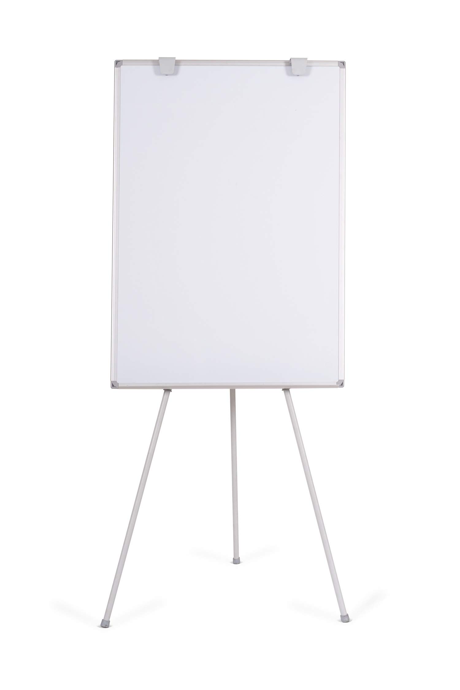 BoardsPlus Flipchart Easel, Grey Tripod and Aluminium Frame, Magnetic Whiteboard with Adjustable Height, 70 x 100 x 180 cm
