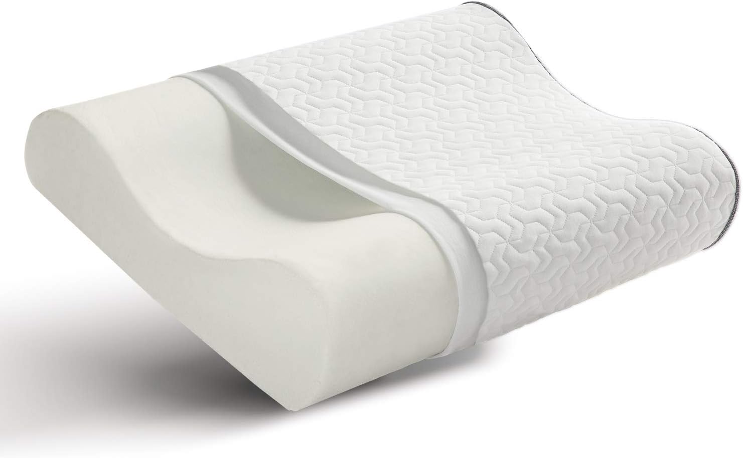 Bedsure Memory Foam Contour Pillow, Ergonomic Orthopedic Neck Support Firm Pillow, Cervical Pillow for Neck Pain, for Sleeping, Washable Pillowcase Included - Standard Size: Home & Kitchen