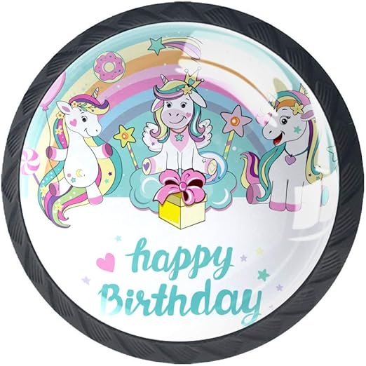 Hermoso unicornio Tirador De Mango 4 Unids Mango De Armario de Redonda