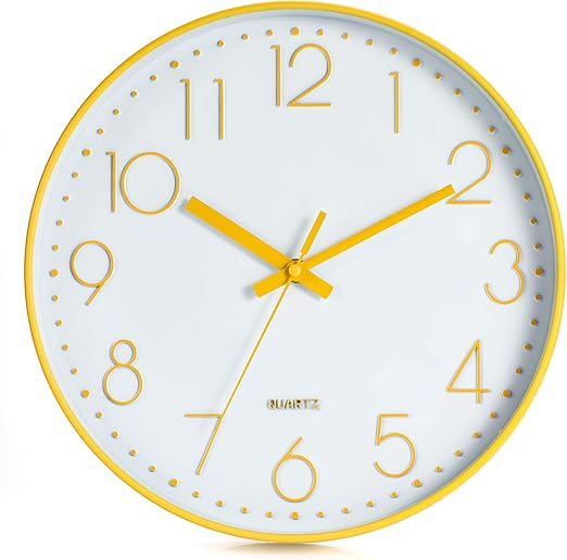 Amazon Com Genbaly Modern Wall Clock Non Ticking Quality Quartz Battery Operated 12 Inch Round Easy To Read Home Office School Clock Home Kitchen