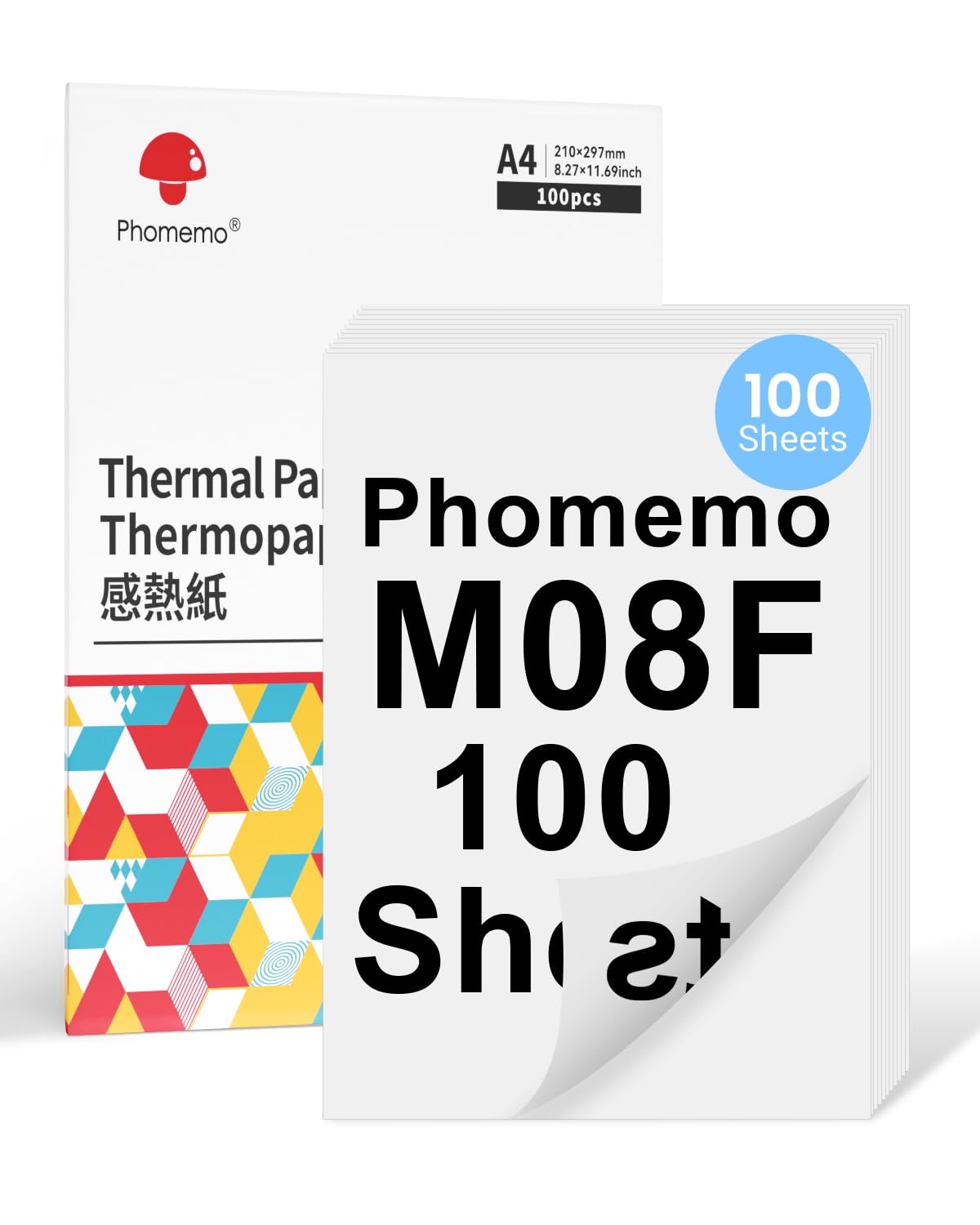 Phomemo M08F A4 Duplex Thermal Paper Compatible for Phomemo M08F M08D M832 M832D M833 M834 Q302 Printers and Other A4 Thermal Printers, 210x297mm M08F Printer Paper, 100 Sheets