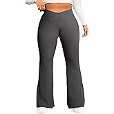 Eytino Plus Size Leggings for Women Elastic High Waisted Crossover Flare Pants Lounge Trousers(1X-5X)