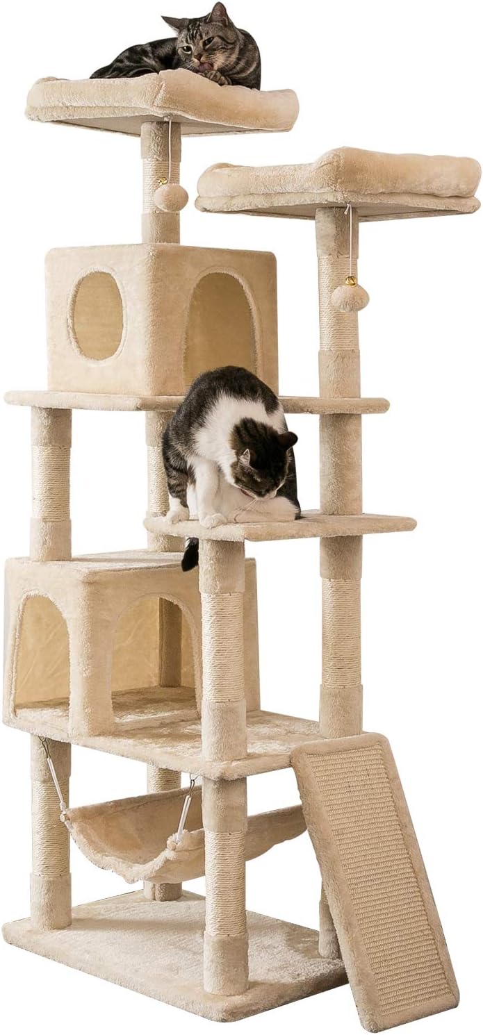 Amazon Mwpo キャットタワー 猫タワー 麻紐 スロープ付き ハンモック ストレス解消 165cm 匂いなし 048a Mwpo キャットタワー 通販