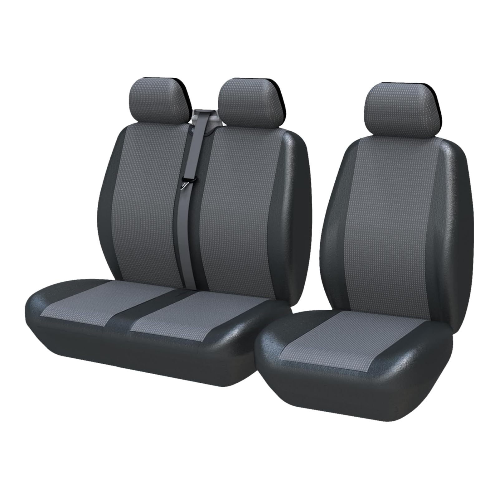 TOYOUN Van Seat Covers - Universal Fit for Most Vans, Trucks & Lorries - Front & Back Seat Covers Set - Faux Leather, Air-bag Compatible - Gray