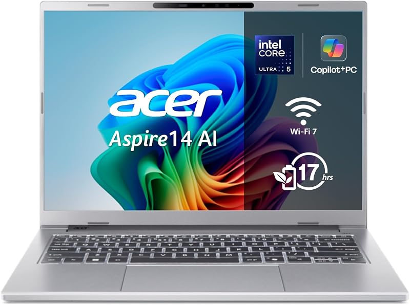 Aspire 14 AI Copilot+ PC, Portátil 14", Core Ultra 5,16GB RAM, 512GB SSD