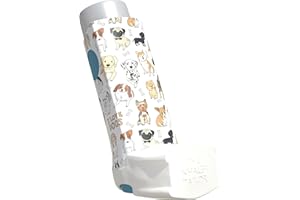 The Inhaler Tailor Inhaler Holder - for Ventolin & Shorter Style Inhaler - Vegan Leather - Adults & Kids Asthma Inhaler Case with Eyelet for Keychain/Lanyard - Handmade (Ventolin, I Love Dogs)