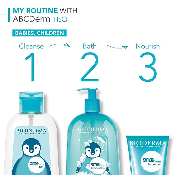 BIODERMA ABCDERM FOAMING GEL, GENTLE SKIN CLEANSER AND MOISTURIZING BODY WASH FOR BABIES AND CHILDREN, 33.8 FL OZ