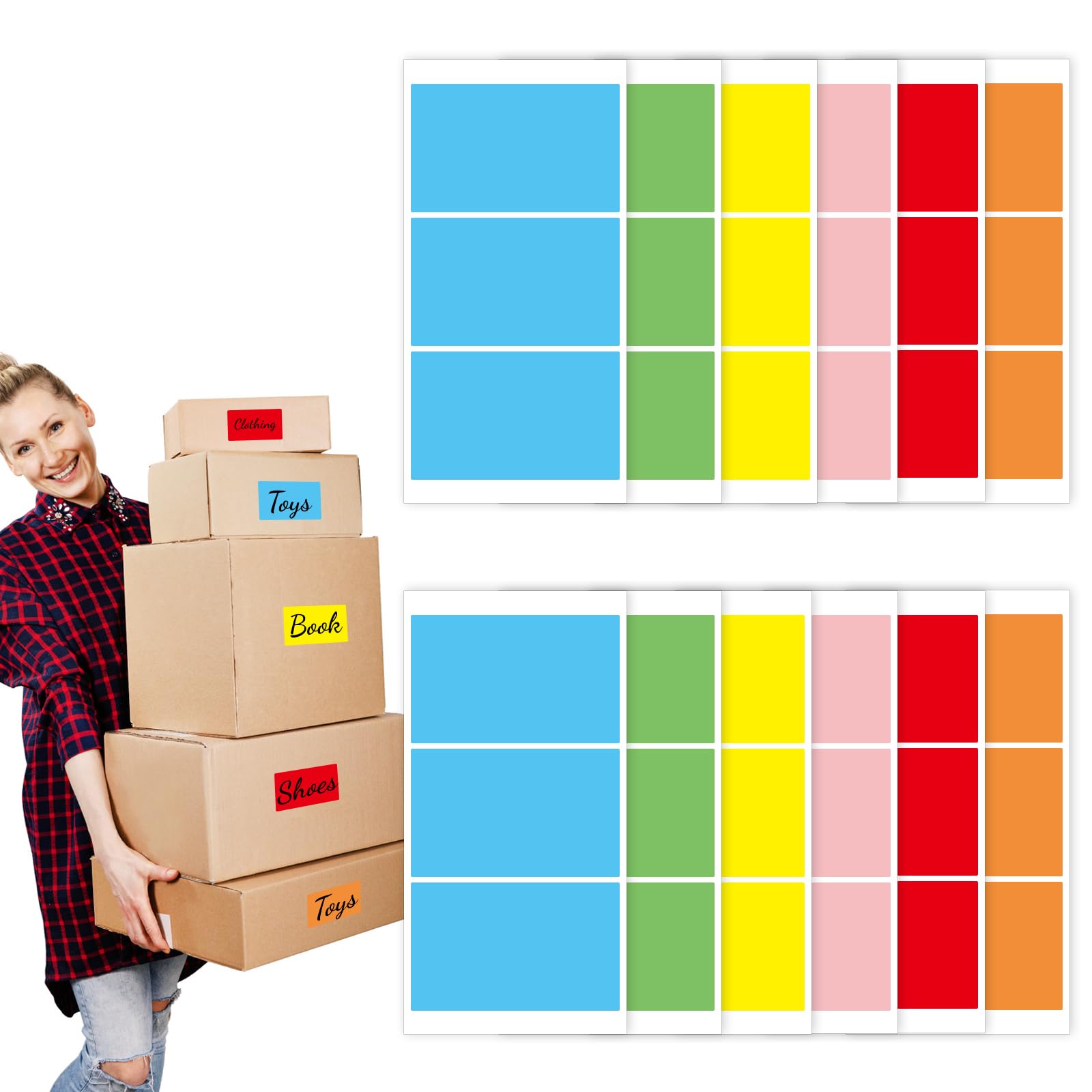72 Pcs Moving Stickers, 100 X 60 mm Rectangular Color Sticker Home Moving Labels for Boxes Color Coding Packing Labels for Moving House Stickers (10 * 6cm)