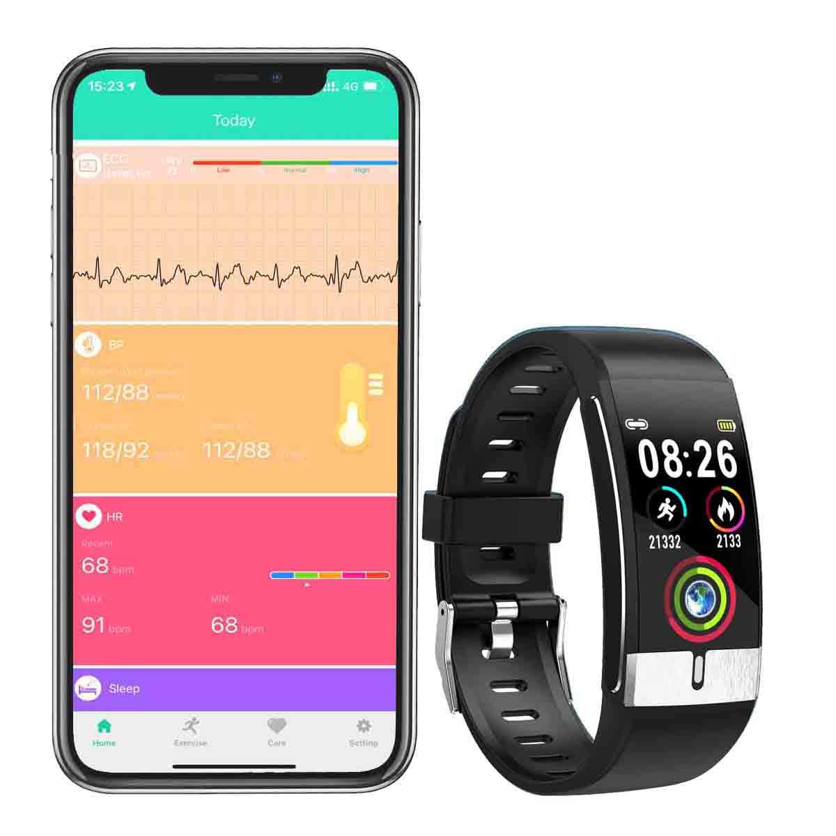 Fitness Tracker, Zeerkeer Waterproof Bluetooth Smart Bracelet with Blood Pressure ECG + PPG, Heart Rate Wrist Tracker, Pedometer Sleep Monitor for Man Woman