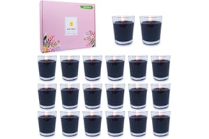 UNICY 20 Packs Black Votive Candles with Clear Glass Holder, 1.8 Oz Unscented Soy Wax Candle for Home Decoration, Candle Gifts for Christmas Thanksgiving Halloween, 20 Pack of 1.8oz