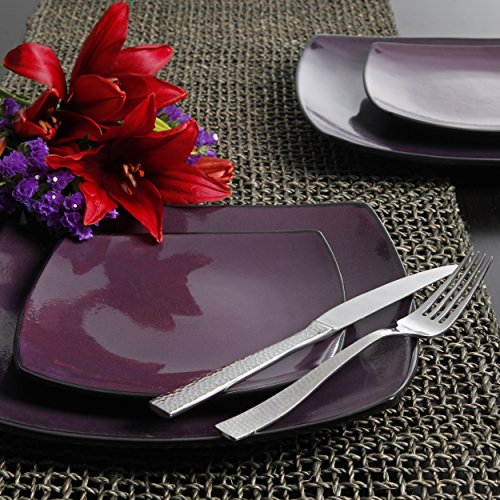 Gibson Soho Lounge Dinnerware set, Square, Purple Pricepulse