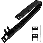 LMioEtool R28/38 15mm x 30mm(Inner H x Inner W) Black Plastic Cable Wire Carrier Drag Chain 1M Length for CNC, with End Connectors - Semi Enclosed Type (Inner Side openable)