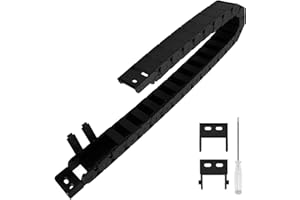 LMioEtool R28/38 15mm x 30mm(Inner H x Inner W) Black Plastic Cable Wire Carrier Drag Chain 1M Length for CNC, with End Connectors - Semi Enclosed Type (Inner Side openable)