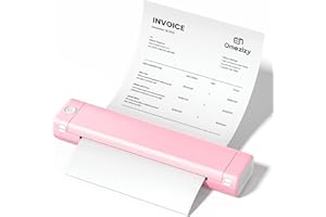 OMEZIZY M08F Portable Printers Wireless for Travel - Bluetooth Thermal Mobile Printer Support 8.5" X 11" Letter Size Thermal Paper, On the Go Inkless Portable Bluetooth Printer for Laptop, Phone and Ipad Pink