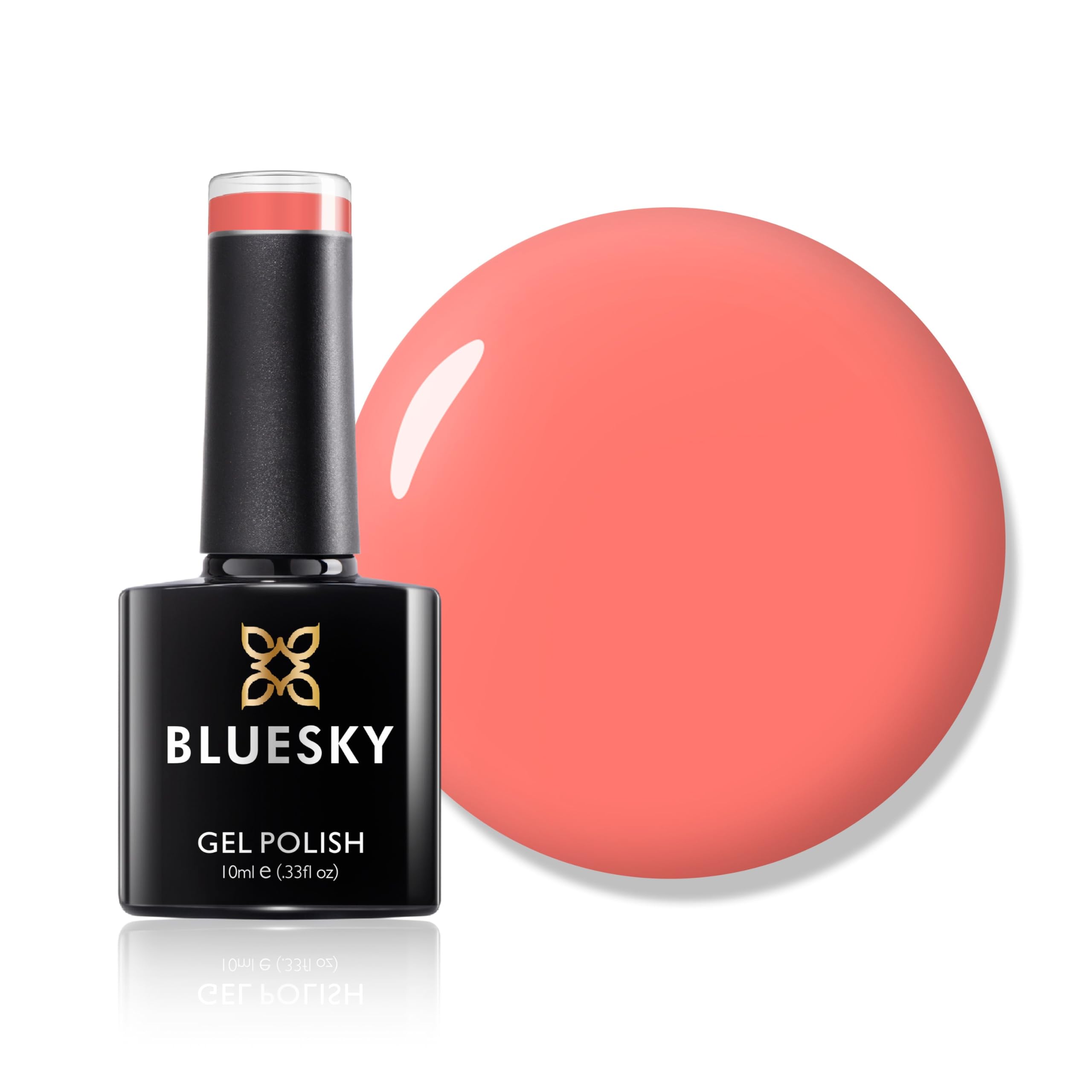 Bluesky Gel Nail Polish 10ml, Summer Coral BSH019 - Peach Coral UV LED Gel Nail Varnish, Chip-Free 21 Day Manicure, Professional Salon & Home Use, Easy Soak Off, Vegan & Cruelty Free